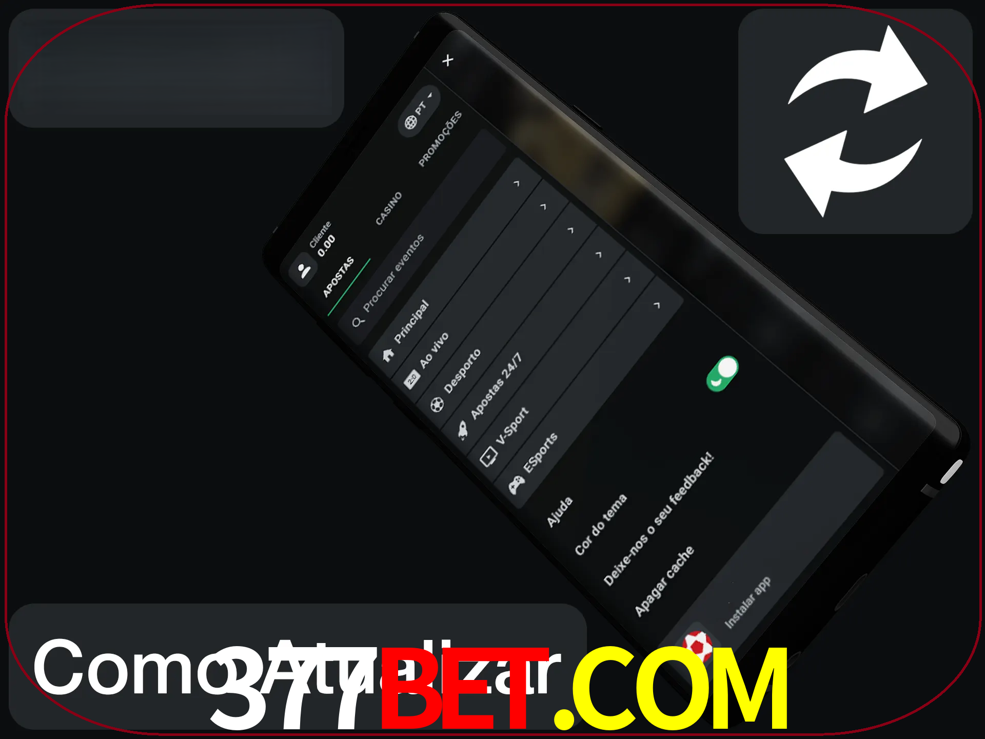 O aplicativo é atualizado automaticamente quando você faz o login.