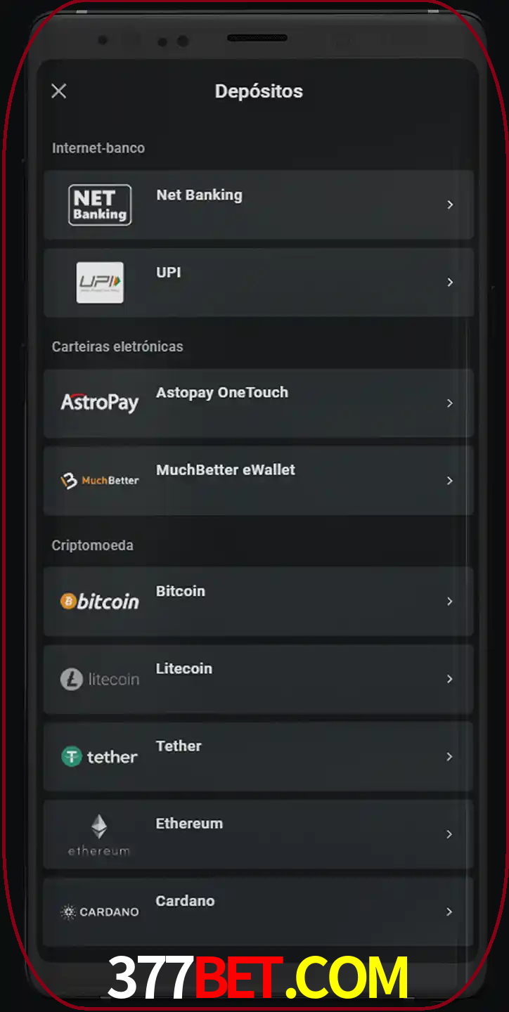 Você pode usar métodos alternativos de depósito.
